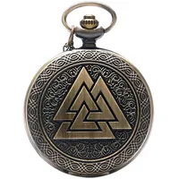 CokinkiDs Vintage Geschenk Triangle Valknut-nordischen Bronze Quarz Taschenuhr für Herren