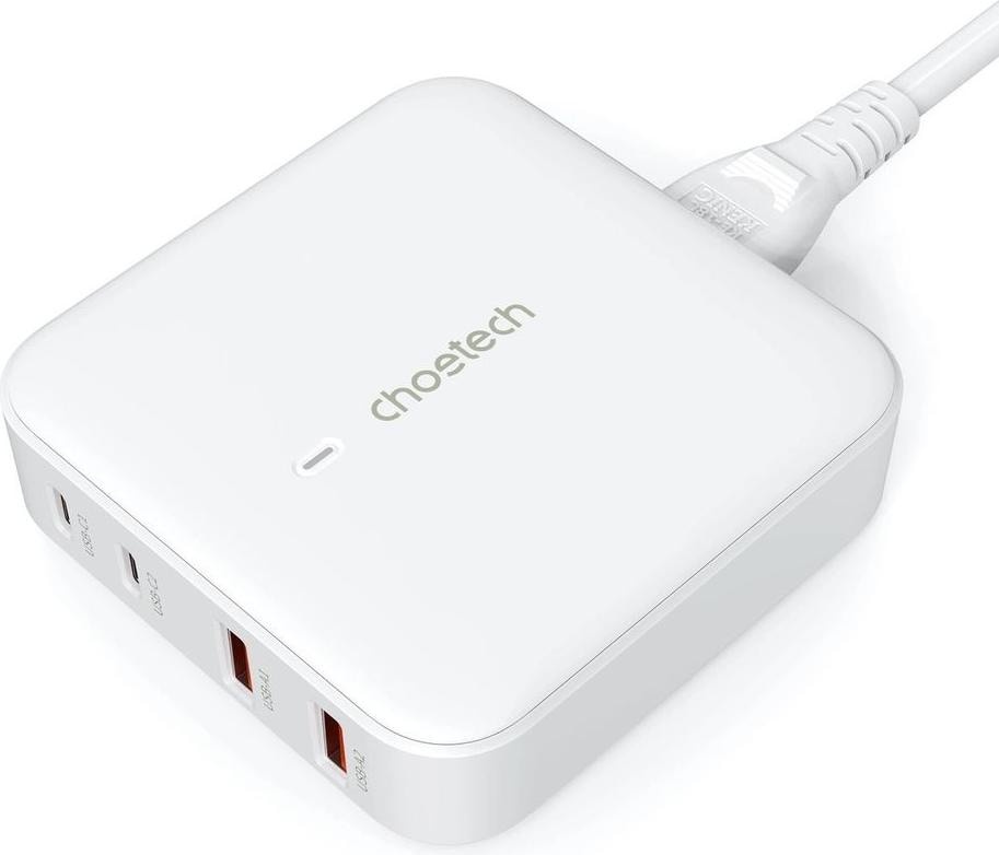 Choetech PD8008 100W GaN-Schnellladegerät 2x USB-A / 2x USB-C - Weiß (GaN Technology, Power Delivery 3.0, Quick Charge 4.0), USB Ladegerät, Weiss