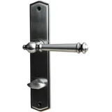 Alpertec WC-Langschildgarnitur Mount Blance Messing stahlgrau abgerundet