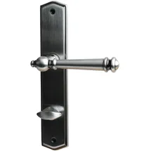 Alpertec WC-Langschildgarnitur Mount Blance Messing stahlgrau abgerundet