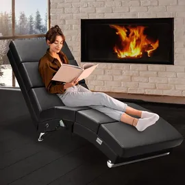 CASARIA Relaxliege London Kunstleder 186 x 89 x 55 cm Schwarz mit Massage und Heizfunktion