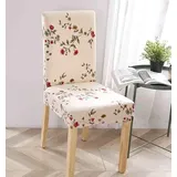 Stuhlhusse Beige Rote Blume Stuhlhussen Entfernbare Waschbare,Essstuhl Stuhlbezug Beschützer,Esszimmer, Zeremonie, Bankett,Stuhlüberzug Universal