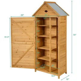 Costway Gartenschrank 0,8 x 0,45 x 1,76 m braun