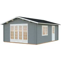 Palmako Gartenhaus Irene 23,9 m2 - 44 mm hellgrau/weiß