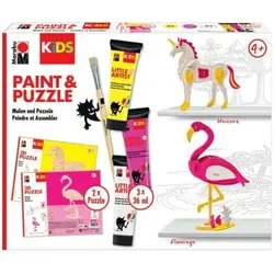 Marabu 305000000111 KiDS Paint & Puzzle Set Little Artist, Flamingo