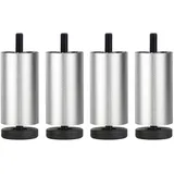 4 Stück Aluminiumlegierung Sofafüße Metall Möbelfüße Höhenversteller Schrankstützbeine,Nachttisch Bett Couchtisch Ersatzfüsse,Möbelbein mit M6-Gewinde,Belastbar bis 300 Kg (8cm(3.1in),Silver)