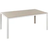 Beliani Gartentisch Beige Glas, 6-Sitzer, Rechteckig, 160x71x91 cm Gartenmöbel, Gartentische, Gartentische