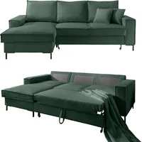 Luma-home Ecksofa mit Schlaffunktion und Bettkasten 240/150/92 cm Wellenfedern,