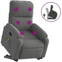 vidaXL Massagesessel mit Aufstehhilfe Polyester 89,5 x 103,5 x 0 cm Dunkelgrau