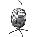 Svita BELLY Hängesessel mit Gestell klappbar Hängestuhl Hängesitz Hängekorb Schwarz