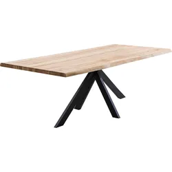 Esstisch HOME AFFAIRE "Tristan", schwarz (natur, schwarz), B:240cm H:77cm T:100cm, Tische, Massivholz Wildeiche mit echter Baumkante