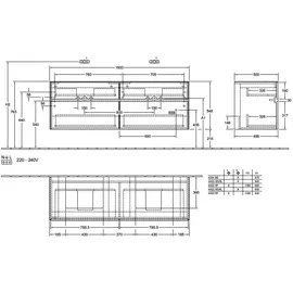 Villeroy & Boch Waschtischunterschrank 160 x 54,8 x 50 cm Schwarz