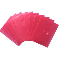 Dokumententaschen Sammelmappen A5 quer, transparent rot, EURO-Lochung, Abheftrand, Klappe, Klettverschluss - 10 Stück