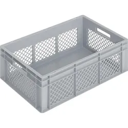 Lockweiler Transportbehälter L600xB400xH220mm grau PP Durchfassgr.Seitenwände durchbrochen
