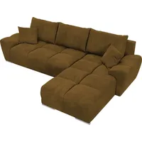 bromarkt Ecksofa NUBES Schlaffunktion Bettkasten L-Form 298x185x84cm Senf - Gelb