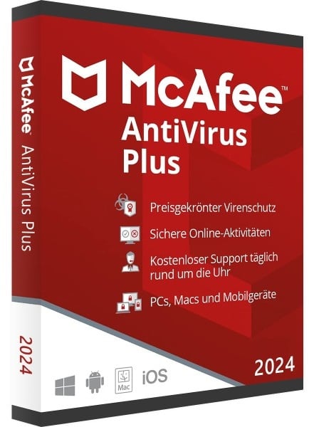 McAfee Antivirus Plus 2024 | Download + Produktschlüssel | 5 Geräte / 1 Jahr