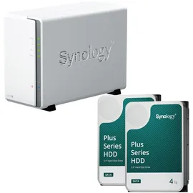 Synology DiskStation DS223J 2 Einschübe NAS-Server Leergehäuse + 8 TB Synology Plus (2x 4TB)