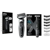 Braun Series 7 71-S1000s Elektrorasierer Silber + Braun Series X XT5200 Trimmer