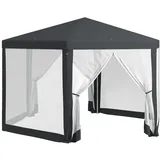 Pavillon 4x4 M Gartenpavillon Mit Moskitonetz, 6-eckig, Partyzelt Aus Polyester & Metall, Dunkelgrau Für Gartenfeste  on-site
