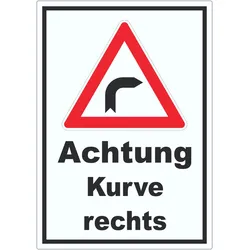 Aufkleber Achtung Kurve rechts A0 (841x1189mm)