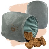 Pantolinos DOGOLINO® Leckerli-Beutel für Hunde aus Leder - Leckerlitasche - Futterbeutel für Hundetraining - Kleiderschutztasche - Snackbeutel zum Gassi gehen (Grau, Basic)