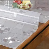 Tischschutz mit Blumen Bedruckt Dicke 1.5mm,Transparente Matt Tischfolie abwischbar,Gefrostet Tischdecken rutschfeste,Schreibtisch Ölbeständig,Tischmatte Durchsichtige Wasserdicht (A,40x70cm)