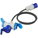 PRO PLUS Adapterkabel CEE-Stecker nach 2xSchuko und 1xCEE, 150cm