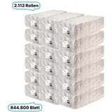 Toilettenpapierrollen, 2-lagig, 2112 Rollen, 844.800 Blatt gesamt, 400 Blatt /Rolle, Recyclingpapier, CIL- les Tissue, Series R