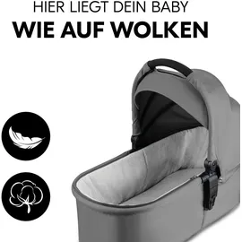 hauck 3in1 Kinderwagen Set inkl. Babyschale ab Geburt bis 22 kg, Klein Zusammenklappbar, Liegefunktion, Getränkehalter - Tablett, UV-Schutz 50+ (Grey)