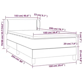 vidaXL Boxspringbett mit Matratze Dunkelbraun 100x200 cm Stoff - Braun