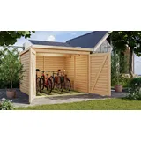 Karibu Fahrradgarage-Set 'Bike 4' Fichtenholz naturbelassen mit Solarkit 212,5 x 167 x 216,5 cm