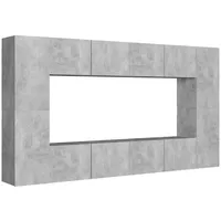 VidaXL 8-tlg. TV-Schrank-Set Betongrau Holzwerkstoff