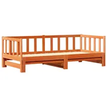 vidaXL Tagesbett mit Rollbett Walnussbraun 180x200 cm Massivholz Kiefer vidaXL