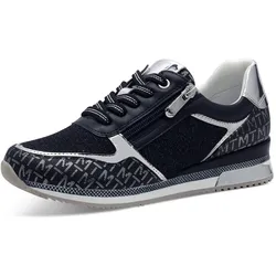Keilsneaker MARCO TOZZI, Damen, Gr. 36, blau (nachtblau), Textil, Lederimitat, sportlich, Schuhe Sneaker, Freizeitschuh, Halbschuh, Schnürschuh mit Logoprint