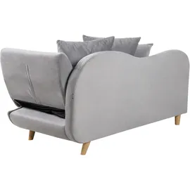 Beliani Chaiselongue Samtstoff Hellgrau mit Stauraum