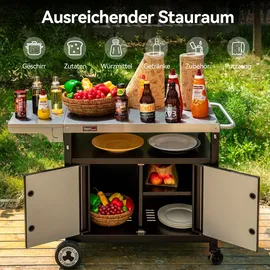 Royal Gourmet Grillwagen 80 x 50 cm Edelstahl schwarz