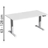Geramöbel Schreibtisch Elevate Plus, elektrisch höhenverstellbar, HxBxT 630-1.280 x 1.600 x 800 mm, lichtgrau/silber