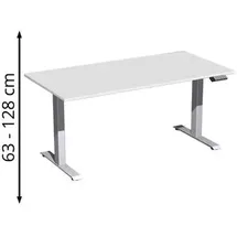 Geramöbel Schreibtisch Elevate Plus, elektrisch höhenverstellbar, HxBxT 630-1.280 x 1.600 x 800 mm, lichtgrau/silber