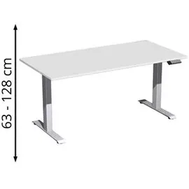 Geramöbel Schreibtisch Elevate Plus, elektrisch höhenverstellbar, HxBxT 630-1.280 x 1.600 x 800 mm, lichtgrau/silber