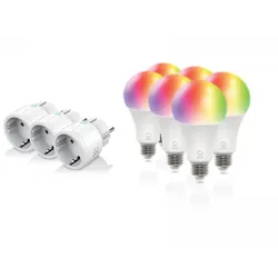 Deltaco Smart Home Start Kit - 3x Mini Plug + 6x RGB Bulb