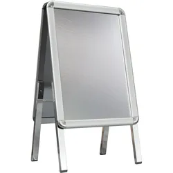 Plakatständer A2 | 32mm | Doppelseitig | B:H 420 x 794 mm | Silber | Kundenstopper, Werbetafel, Werbeaufsteller, Gehwegaufsteller