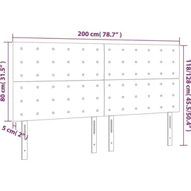 vidaXL LED Kopfteil Schwarz 200x5x118/128 cm Samt