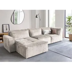 Ecksofa RAUM.ID "Monolid L-Form", beige, B:317cm H:82cm T:167cm, 100% Polyester, Sofas, Module einzeln für individuelle Zusammenstellung, Bezug in Teddy-Optik