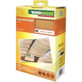 WINDHAGER Sonnensegel für Seilspanntechnik, 420 x 140 cm, Sand,