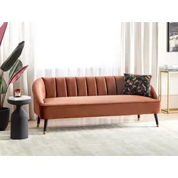 3-Sitzer Sofa Samtstoff goldbraun ALSVAG