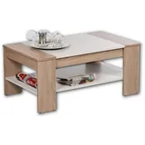 Stolkom Sp.z.o.o. Couchtisch in Sonoma Optik, Weiß - geräumiger Sofatisch mit Ablage für Ihren Wohnbereich - 100 x 44 x 58 cm (B/H/T)