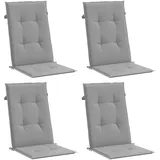 vidaXL Gartenstuhlauflagen für Hochlehner 4 STK., Gartenstühle Sitzauflagen, Sitzkissen Polsterauflagen UV-Beständig, Hochlehner Auflagen, Grau Stoff