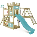 Wickey Spielturm DragonFlyer Klettergerüst mit Rutsche Pastellblau