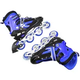 Inline-Skates mit leuchtenden Rädern Verstellbare Inline Skates Rollschuhes für Kinder Anfänger-Rollschuhe für Jungen und Mädchen (Blau, M)