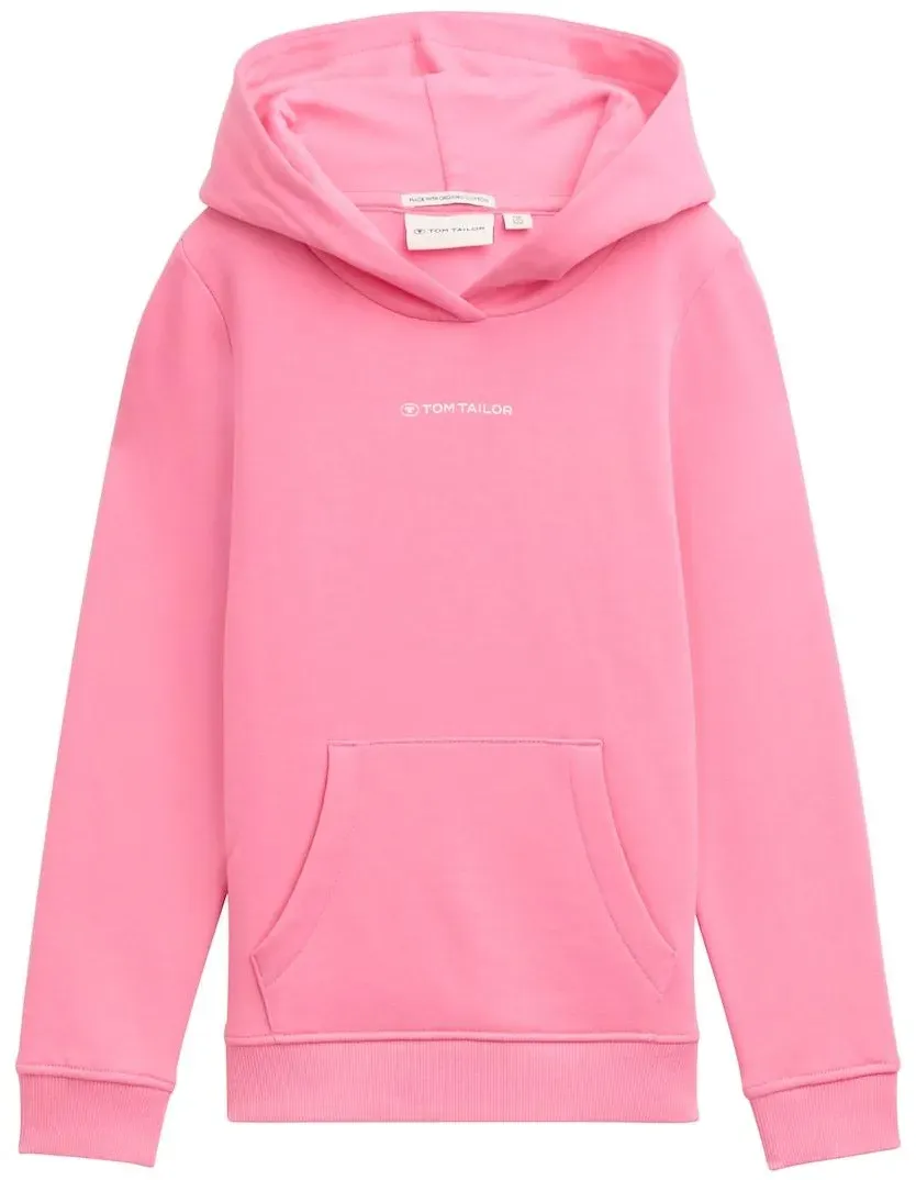 TOM TAILOR Mädchen Hoodie Sweatshirt mit Logo-Print, rosa, Uni, Gr. 92/98
